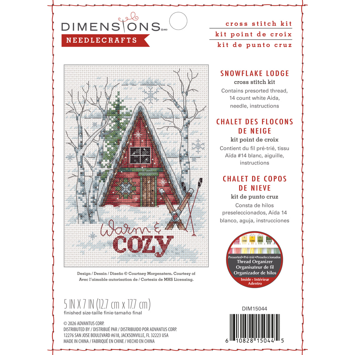 Dimensions Snowflake Lodge Counted Cross Stitch Kit, 5" x 7"