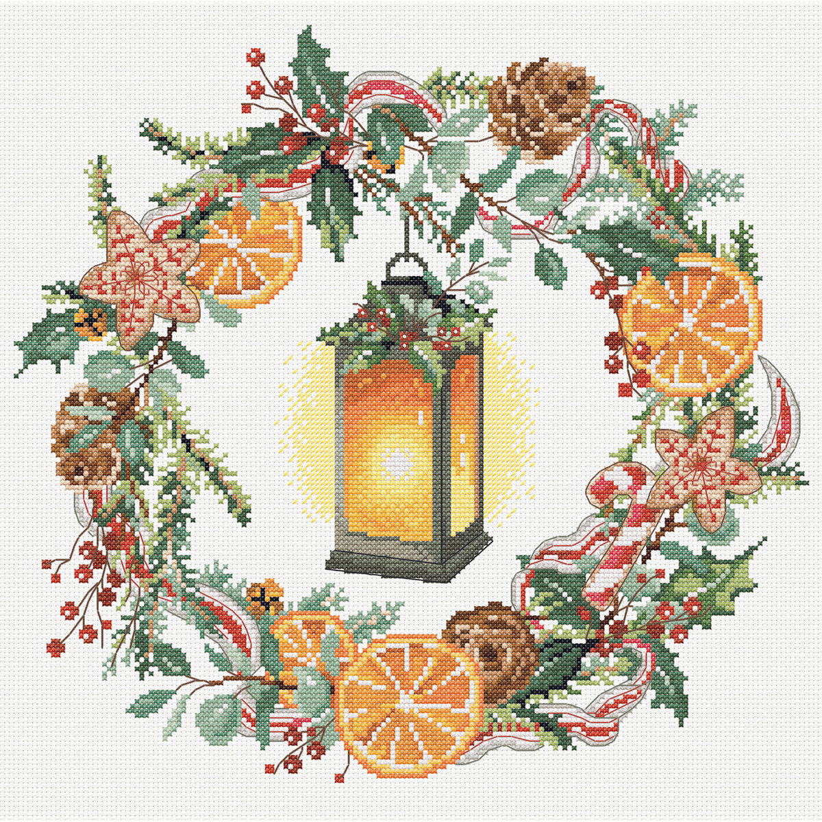 Dimensions Holiday Cottage Wreath Counted Cross Stitch Kit, 11" x 11"