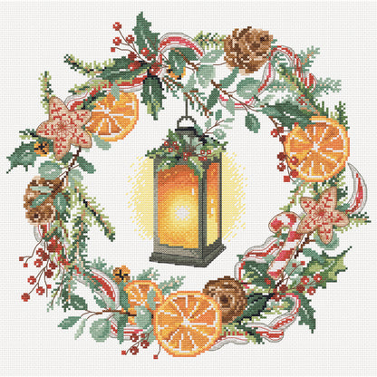 Dimensions Holiday Cottage Wreath Counted Cross Stitch Kit, 11" x 11"