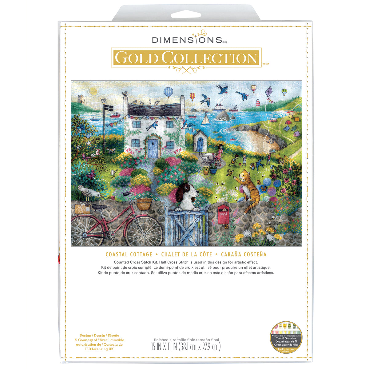 Dimensions Gold Collection Coastal Cottage Counted Cross Stitch Kit, 15" x 11"