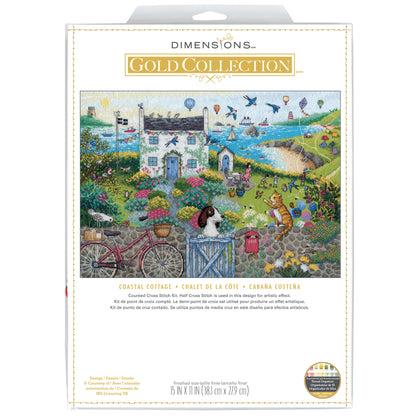 Dimensions Gold Collection Coastal Cottage Counted Cross Stitch Kit, 15" x 11"