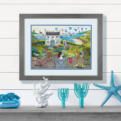 Dimensions Gold Collection Coastal Cottage Counted Cross Stitch Kit, 15" x 11"