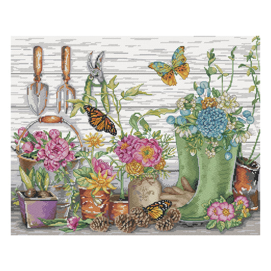 Dimensions Gold Collection Garden Tool Shed Counted Cross Stitch Kit, 15" x 12"