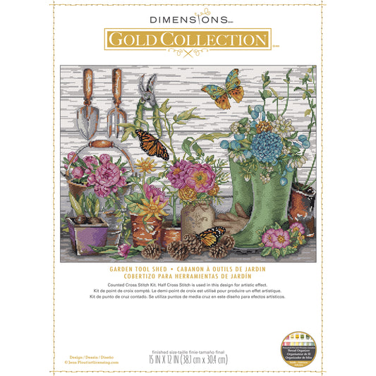 Dimensions Gold Collection Garden Tool Shed Counted Cross Stitch Kit, 15" x 12"