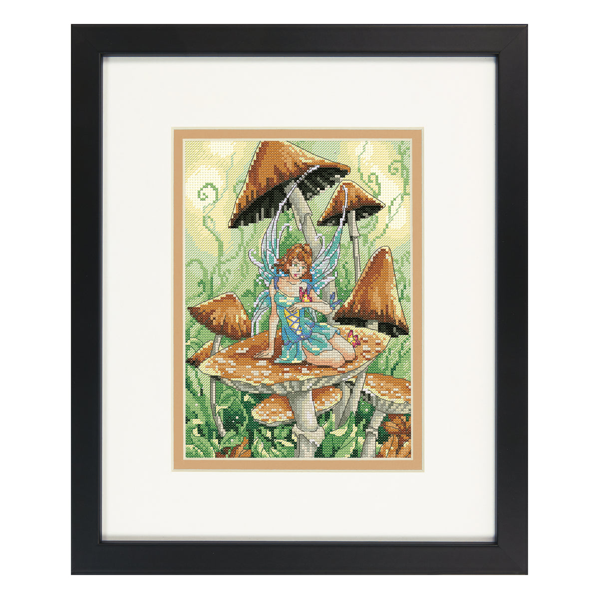 Dimensions Gold Collection Petite Mushroom Fairy Counted Cross Stitch Kit, 5" x 7"