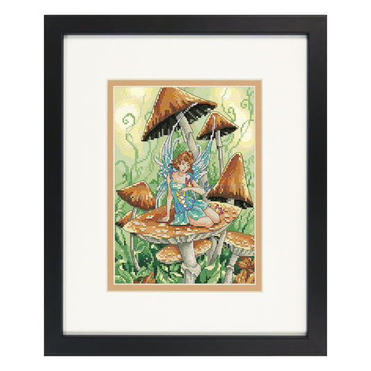 Dimensions Gold Collection Petite Mushroom Fairy Counted Cross Stitch Kit, 5" x 7"