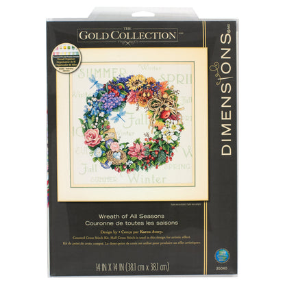 Dimensions Gold Collection Wreath of All Seasons Counted Cross Stitch Kit, 14" x 14"