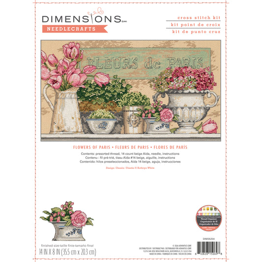 Dimensions Flowers of Paris Counted Cross Stitch Kit, 14" x 8"